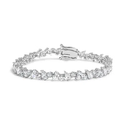 HAUS OF BRILLIANCE 14K WHITE GOLD 7 1/2 CTTW ALTERNATING ROUND AND PEAR LAB GROWN DIAMOND TENNIS BRACELET