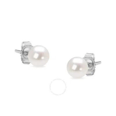 HAUS OF BRILLIANCE HAUS OF BRILLIANCE 14K WHITE GOLD ROUND FRESHWATER AKOYA CULTURED 5-5.5MM PEARL STUD EARRINGS AAA+ Q