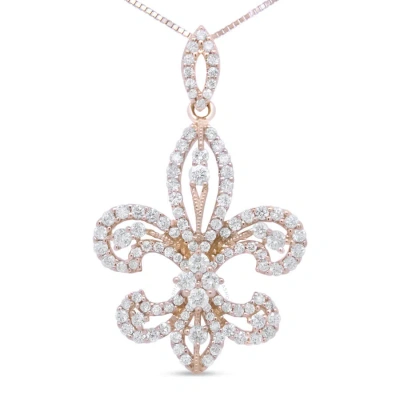 HAUS OF BRILLIANCE HAUS OF BRILLIANCE 14K YELLOW GOLD 1.00 CTTW ROUND DIAMOND FLEUR DE LIS 18" PENDANT NECKLACE (H-I CO