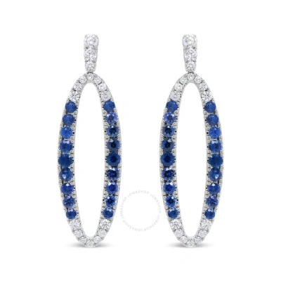 HAUS OF BRILLIANCE HAUS OF BRILLIANCE 18K WHITE GOLD 1.11 CTTW BLUE ROUND DIAMOND AND BLUE SAPPHIRE OPENWORK OVAL SHAPE