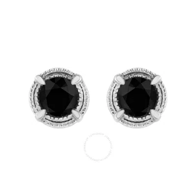 HAUS OF BRILLIANCE HAUS OF BRILLIANCE .925 STERLING SILVER 1 1/4 CTTW TREATED BLACK DIAMOND MODERN 4-PRONG SOLITAIRE MI