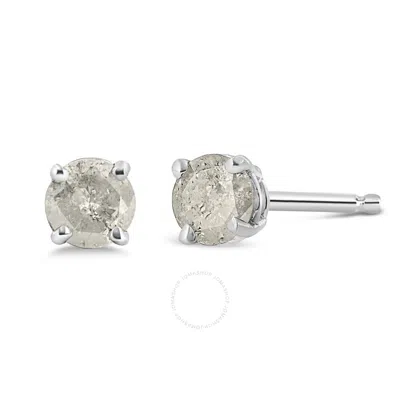 HAUS OF BRILLIANCE HAUS OF BRILLIANCE .925 STERLING SILVER 1/2 CTTW 4-PRONG ROUND-CUT "SALT AND PEPPER" DIAMOND CLASSIC