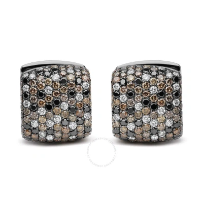HAUS OF BRILLIANCE BLACK RHODIUM PLATED 18K WHITE GOLD 12 5/8 CTTW MULTI COLOR DIAMOND SQUARE DOMED HUGGIE HOOP EARRING