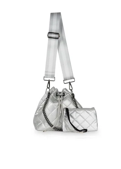 HAUTE SHORE WOMEN'S LINDSEY PUFFER BUCKET BAG IN VAPOR SILVER