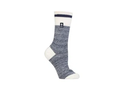 HEAT HOLDERS ULTRA LITE LANA CREAM BLOCK TWIST CREW SOCKS