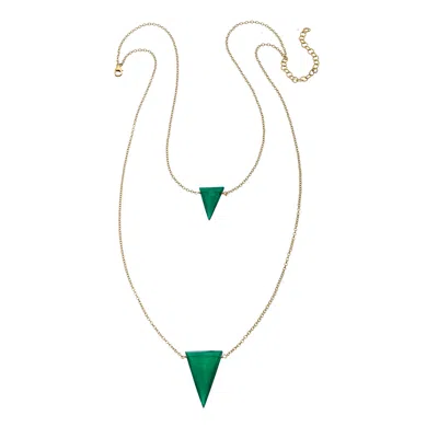 HEATHER HAWKINS JEWELRY WOMEN'S COSMIC GIRL NECKLACE - GREEN ONYX - GOLDFILLED