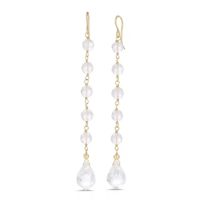 HEATHER HAWKINS JEWELRY WOMEN'S DANCING QUEEN EARRINGS - CRYSTAL QUARTZ - GOLDFILLED