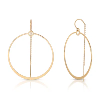 HEATHER HAWKINS JEWELRY WOMEN'S FLAT HAMMERED HOOP THREADER EARRINGS - FOURTEEN KARAT GOLD-FILLED - FOURTY TWO MILLIMETERS