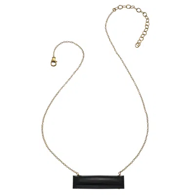 HEATHER HAWKINS JEWELRY WOMEN'S FLOAT CUSTOM CUT BAR SEMI-PRECIOUS BAGUETTE GEMSTONE NECKLACE - BLACK SPINEL - GOLD-FILLED
