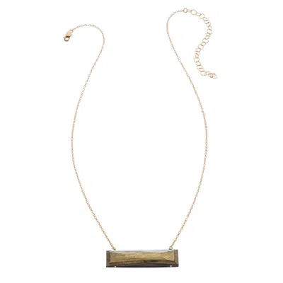 HEATHER HAWKINS JEWELRY WOMEN'S FLOAT CUSTOM CUT BAR SEMI-PRECIOUS BAGUETTE GEMSTONE NECKLACE - PYRITE - GOLD-FILLED