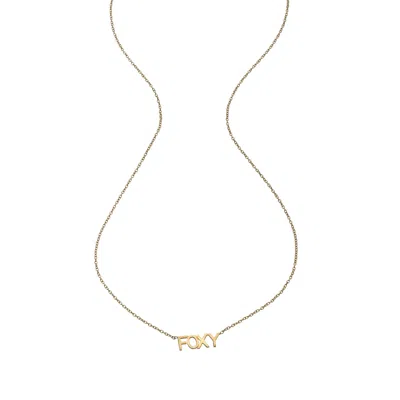 HEATHER HAWKINS JEWELRY WOMEN'S FOXY FOURTEEN KARAT YELLOW GOLD FINE JEWELRY BLOCK PRINT NECKLACE