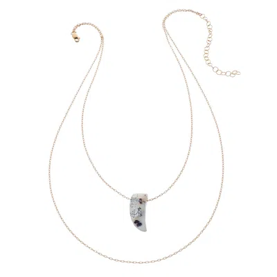 HEATHER HAWKINS JEWELRY WOMEN'S LITTLE GEMSTONE HORN DRAPE NECKLACE - DENDRITIC OPAL - GOLDFILLED