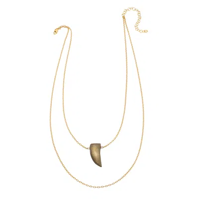 HEATHER HAWKINS JEWELRY WOMEN'S LITTLE GEMSTONE HORN DRAPE NECKLACE - PYRITE - GOLDFILLED