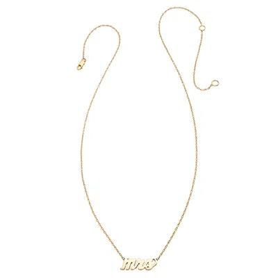 HEATHER HAWKINS JEWELRY WOMEN'S MRS LOWERCASE SCRIPT FOURTEEN KARAT YELLOW GOLD FINE JEWELRY NECKLACE