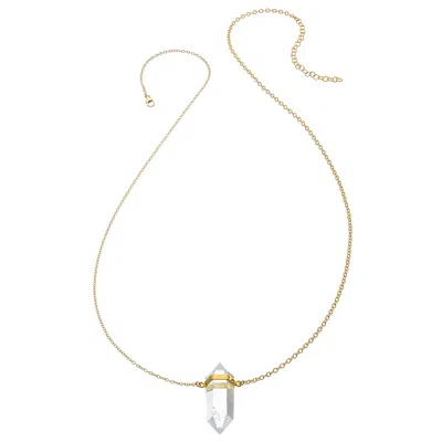 HEATHER HAWKINS JEWELRY WOMEN'S NEUTRALS STEVIE NECKLACE - CLEAR CRYSTAL QUARTZ - GOLDFILLED