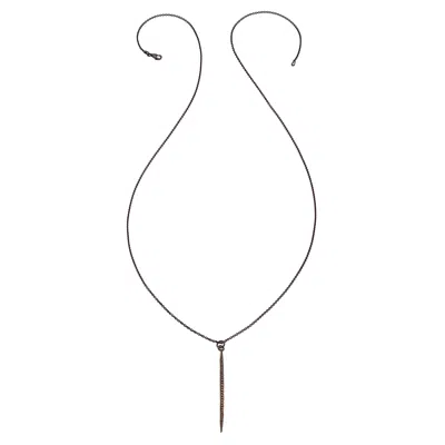 HEATHER HAWKINS JEWELRY WOMEN'S OXIDIZED DIAMOND SPIKE PENDANT NECKLACE LARGE - BLACK RHODIUM