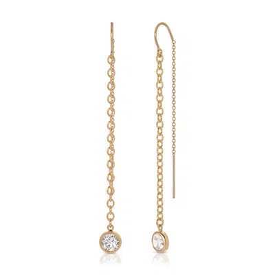 HEATHER HAWKINS JEWELRY WOMEN'S RAY OF LIGHT THREADER EARRINGS - GOLDFILLED
