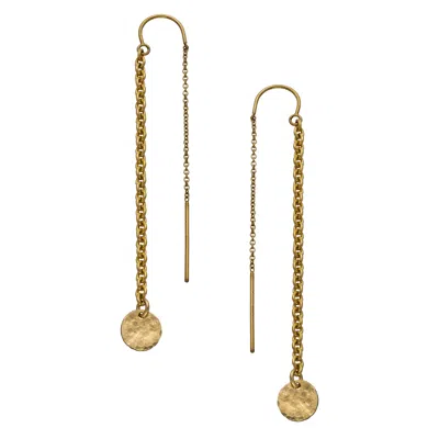 HEATHER HAWKINS JEWELRY WOMEN'S TINY COIN THREADER EARRINGS - GOLD-FILLED