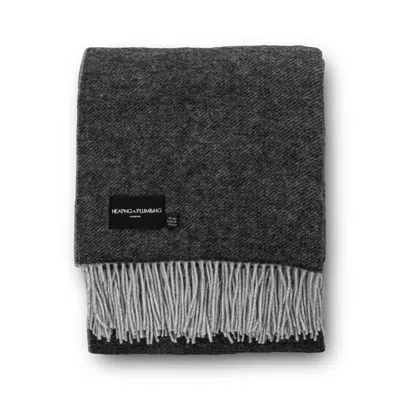 HEATING & PLUMBING LONDON THE LOFT - PURE NEW WOOL THROW - REVERSIBLE CHARCOAL/ GREY