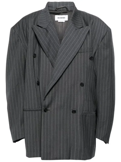HED MAYNER STRIPED DOUBLE-BREASTED BLAZER