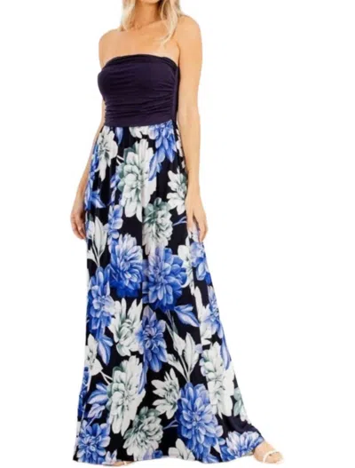 HEIMISH USA FLORAL PRINT SLEEVELESS MAXI DRESS IN NAVY