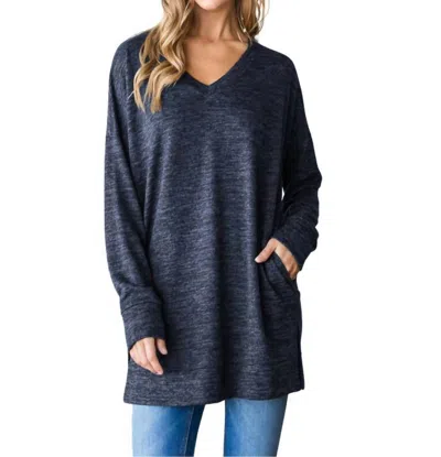 HEIMISH USA VNECK LONG SLEEVE TUNIC TOP IN NAVY