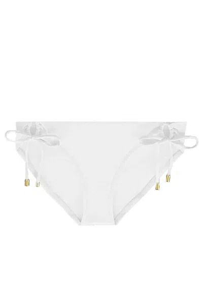 HELEN JON BOTTOMS WOMEN'S SMALL WHITE STRETCH TUNNEL SIDE HIPSTER BIKINI ERK610