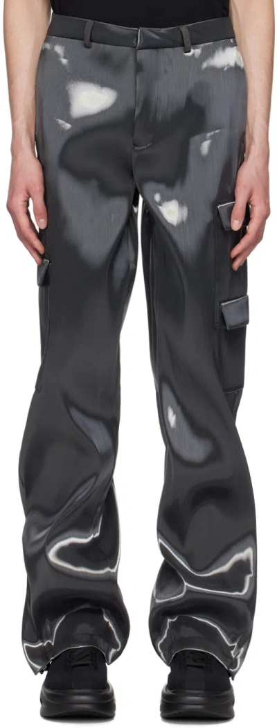 HELIOT EMIL GRAY LIQUID METAL CARGO PANTS