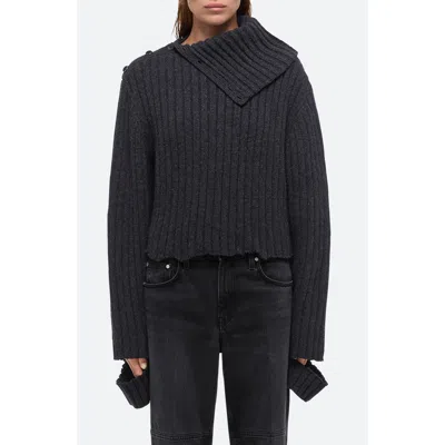 HELMUT LANG HELMUT LANG ASYMMETRIC NECK WOOL BLEND SWEATER