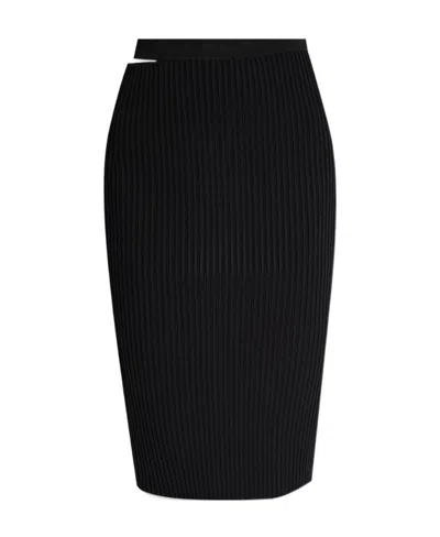 HELMUT LANG HELMUT LANG CUT-OUT DETAILED KNIT MIDI SKIRT