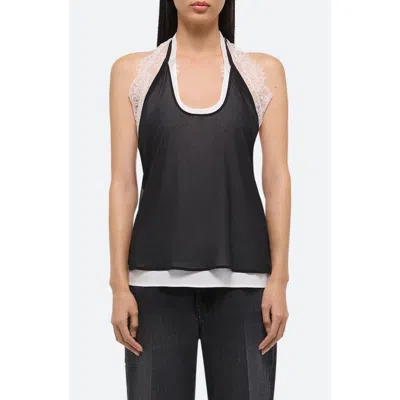 HELMUT LANG HELMUT LANG LACE DANCER STRETCH SILK HALTER TOP