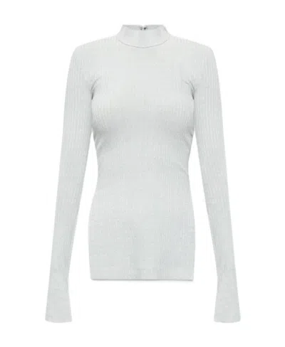 HELMUT LANG HELMUT LANG MOCK NECK RIBBED KNIT TOP