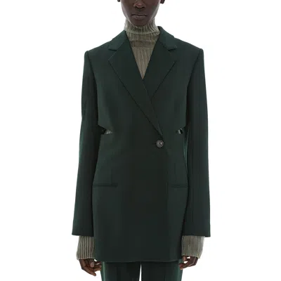 HELMUT LANG WOMENS WOOL BLEND CUT-OUT ONE-BUTTON BLAZER