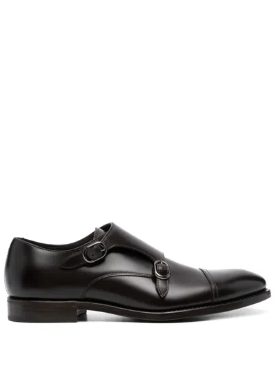 HENDERSON BARACCO ALMOND-TOE LEATHER MONK SHOES