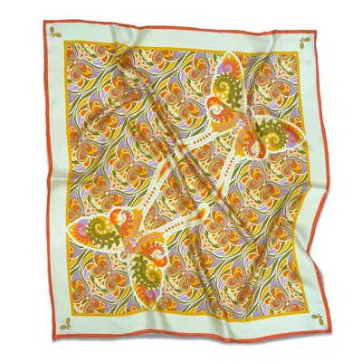 HENELLE WOMEN'S BUTTERFLY EFFECT CITRUS LARGE SILK SCARF