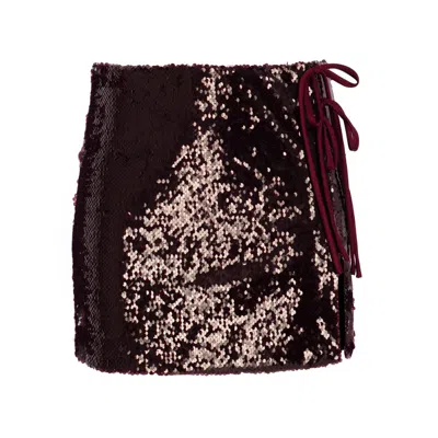 HERFETCH WOMEN'S NEUTRALS MINI BLING BLING SKIRT-BURGUNDY