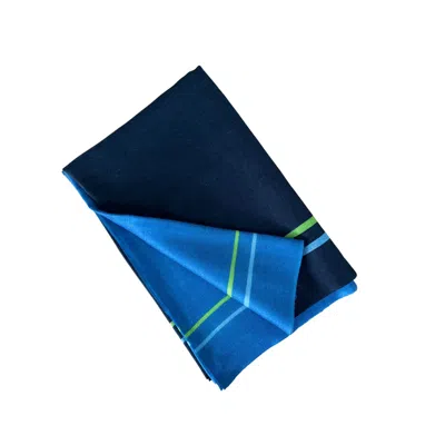 HERITAGEMODA WOMEN'S BLUE / BLACK DARK BLUE AND BLACK STRIPED WOOL SILK SCARF