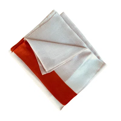 HERITAGEMODA WOMEN'S NEUTRALS / RED BLUSH SAND HAND PAINTED WOOL SILK SCARF