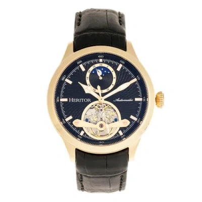 HERITOR AUTOMATIC HERITOR AUTOMATIC GREGORY SEMI-SKELETON LEATHER-BAND WATCH