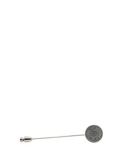 HERMES 2000-2024 PALLADIUM PLATED CLOU DE SELLE STICK PIN BROOCH COSTUME BROOCH