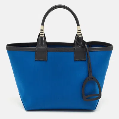 HERMES BLEU DE FRANCE/CABAN MILITAIRE CANVAS AND SWIFT LEATHER STEEPLE 25 BAG