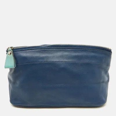 HERMES BLEU NAVY SWIFT LEATHER TOHUBOHU POUCH MM BAG