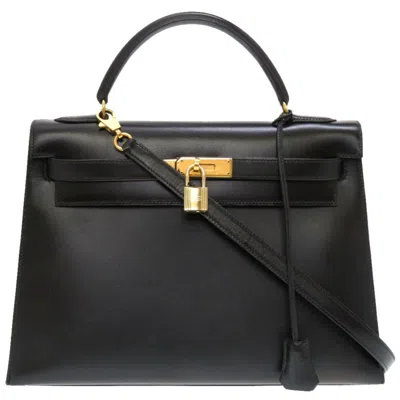 HERMES BOX CALF LEATHER HANDBAG (PRE-OWNED)