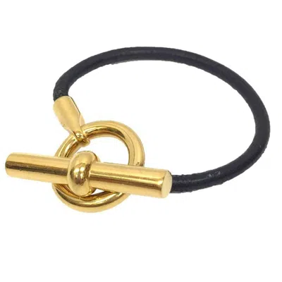 HERMES BRASS LEATHER CHARM BRACELET (PRE-OWNED)