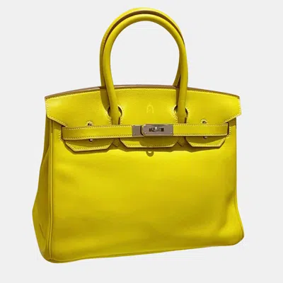 HERMES CANDY YELLOW SWIFT LEATHER BIRKIN 30 BAG