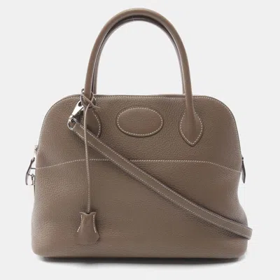 HERMES ETOUPE GREY CLEMENCE LEATHER 2WAY BOLIDE 31