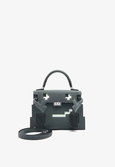 HERMES KELLYDOLE PICTO IN GRIS MISTY, BLACK, VERT FIZZ AND ALEZAN EPSOM WITH PALLADIUM HARDWARE