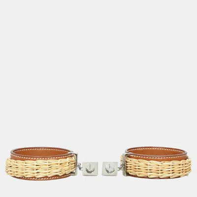 HERMES MEDOR PICNIC GAINE BROWN EARRINGS