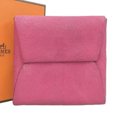 HERMES PINK ROSE SHOCKING FJORD LEATHER COIN PURSE/COIN CASE (PRE-OWNED)