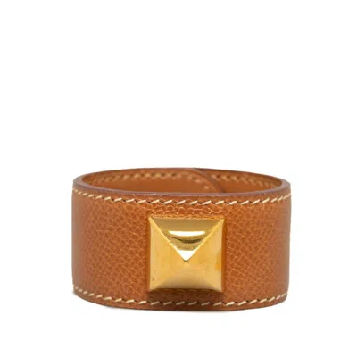 HERMES PLATING LEATHER CHARM BRACELET (PRE-OWNED)